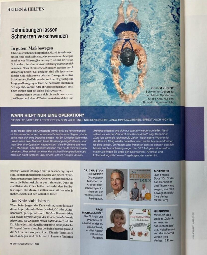 Dr. Christian Schneider zu Knieschmerzen 23. November 2022 „BUNTE“ 3