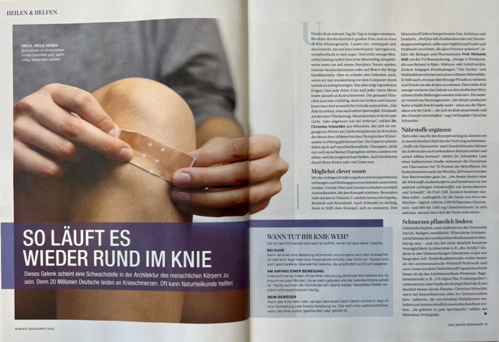 Dr. Christian Schneider zu Knieschmerzen 23. November 2022 „BUNTE“ 2