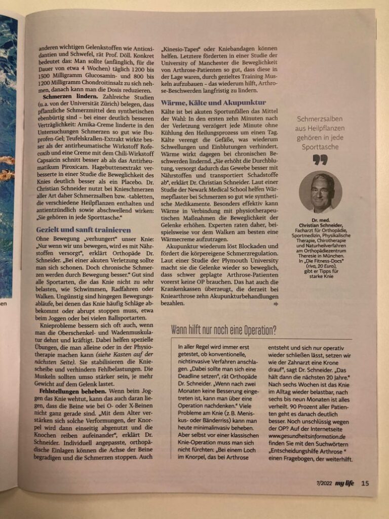 Sanfte Hilfe fürs Knie 6. April 2022 Dr. Christian Schneider im Experteninterview 4